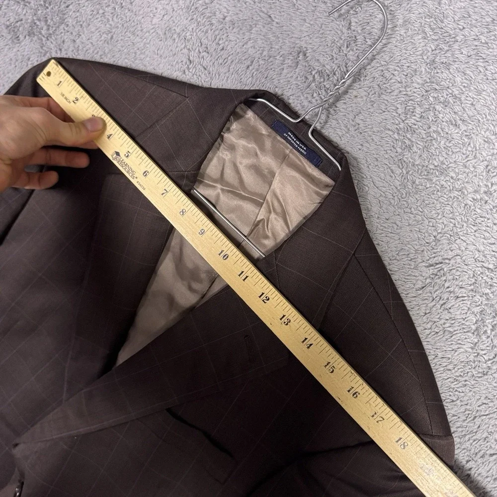 Hart Schaffner Marx Sport Coat Mens 42S Windowpane Wool USA Chocolate Brown